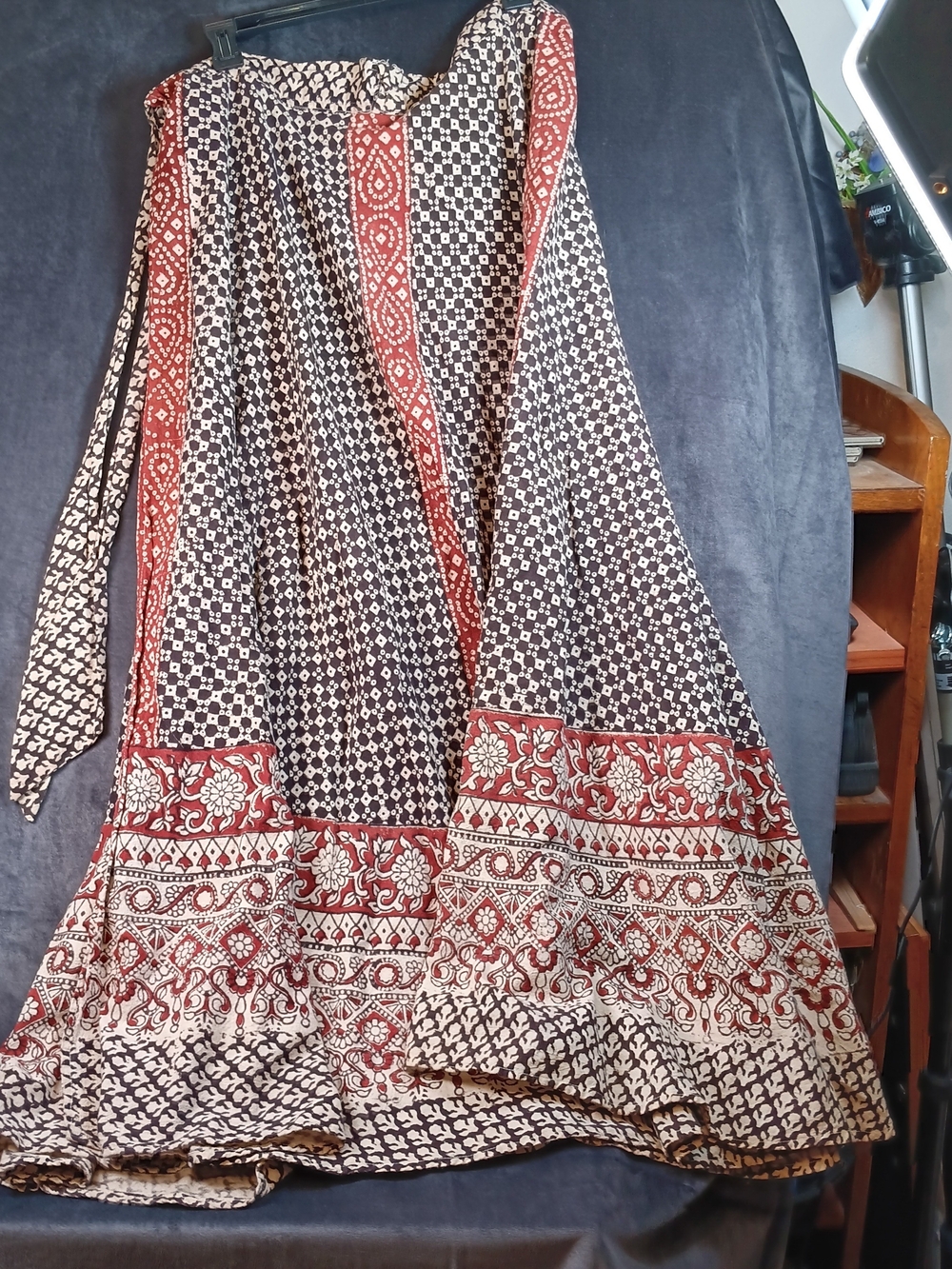 Glamour Black and Rust Patterned Circle Skirt 100% Cotton